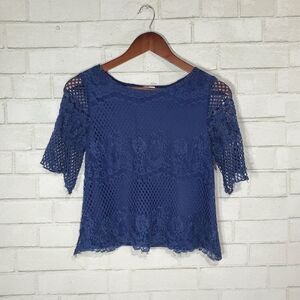 Alya dark blue lace blouse